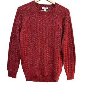 Athleta Crossroads Crewneck Sweater Red Metallic Knit Career Work Size‎ XS
